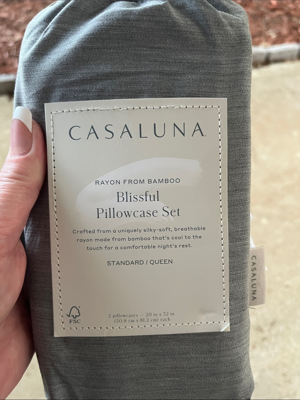 Casaluna Gray Sheet Set with Slate Blue Throw - Picture 2 of 5